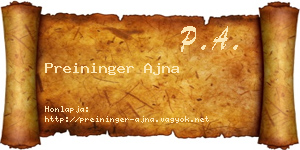 Preininger Ajna névjegykártya